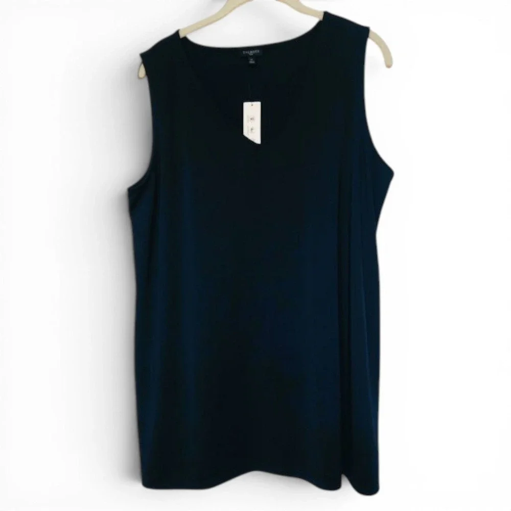 Talbots Shell Women's 1X Navy Knit Jersey Elegant Basic Piece Wrinkle-Free NWT - Picture 2 of 6